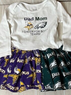 Handmade House Divided 12 Month Dress Minnesota Vikings & Philadelphia Eagles